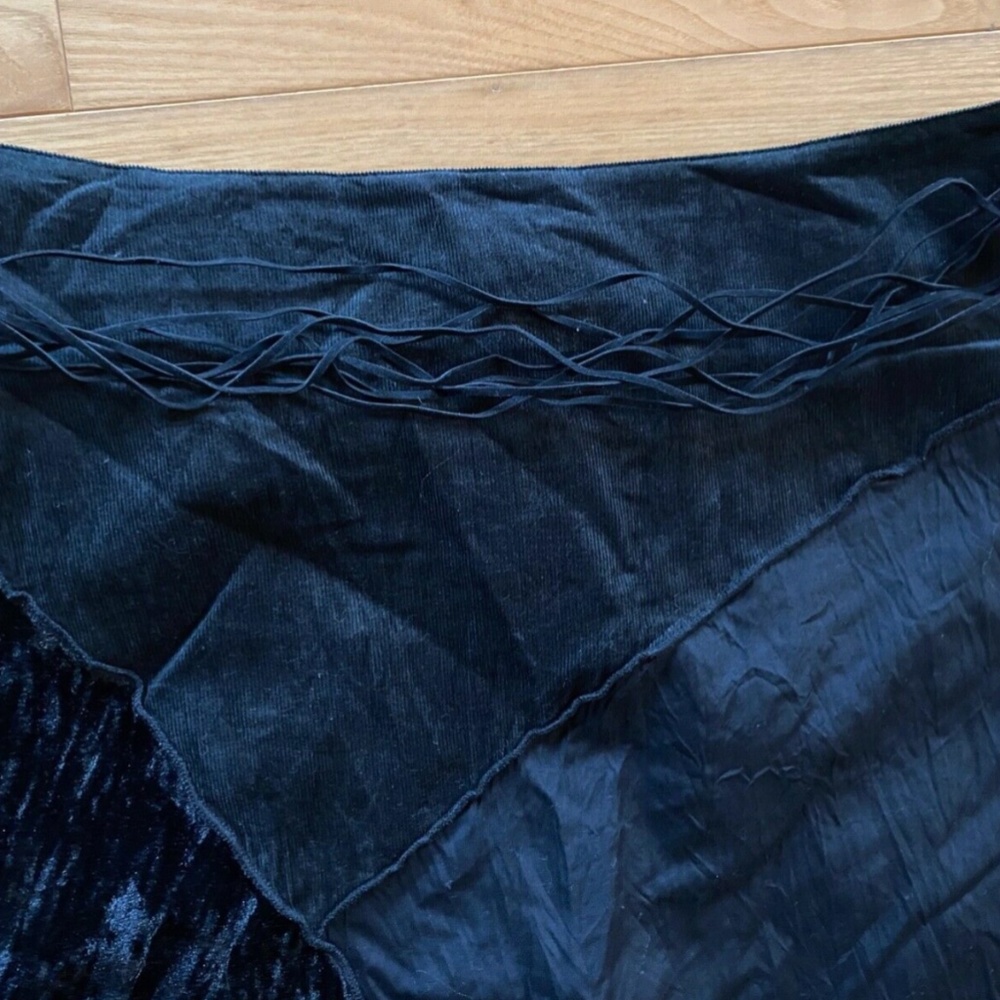 ~ SOLD ~ LINEA DOMANI 6 Boho Mixed Media Velvet Corduroy Maxi Skirt Steampunk - Picture 7 of 10